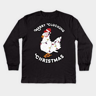 Merry Clucking Christmas Kids Long Sleeve T-Shirt